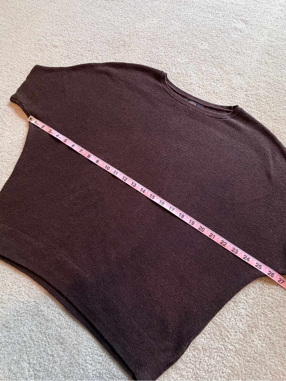 Quince Womens L Lightweight Cotton Cashmere Link-Stitch Dolman Sweater Brown - Picture 7 of 7